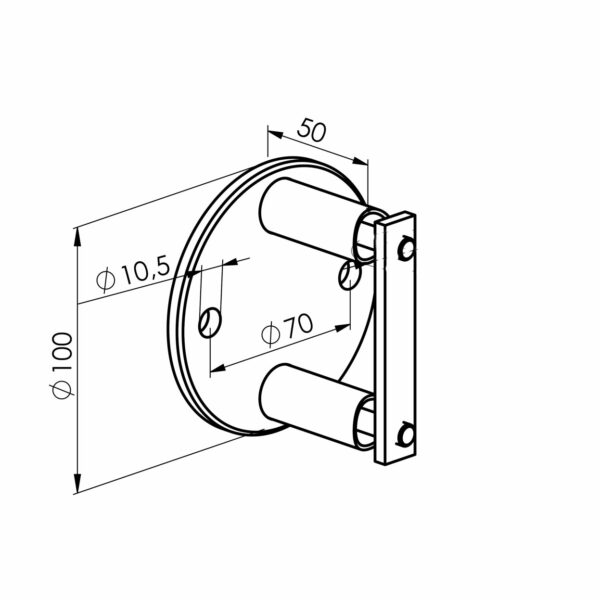 Ancrage mural | Ø100 mm | pour tube Ø42,4 mm | V2A | sol – Image 2
