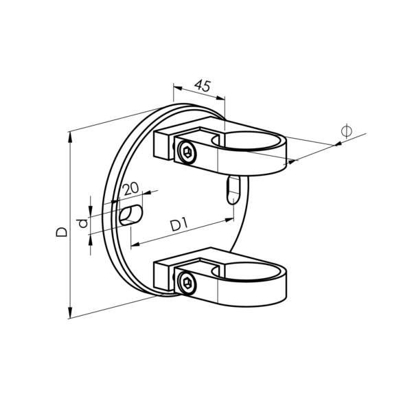 Ancrage mural | Ø120 mm | pour tube Ø42,4 mm | V4A | sol – Image 3