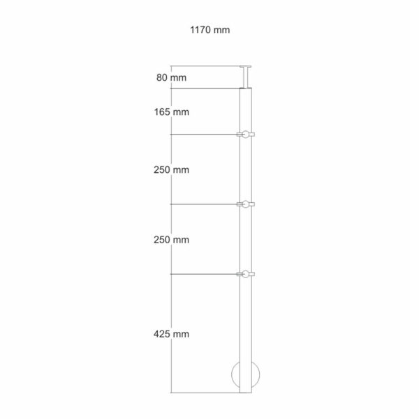 Poteau de garde-corps en acier inoxydable Ø42,4 x 1170 mm | Tige 3 pièces Ø12 mm | avec joint | V2A | sol – Image 2