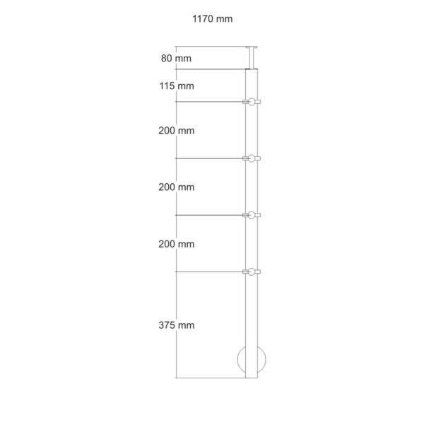 Poteau de garde-corps en acier inoxydable Ø42,4 x 1170 mm | 4 pièces tige Ø12 mm | avec joint | V2A | sol – Image 8