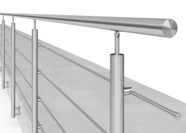 Poteau de garde-corps en acier inoxydable Ø42,4 x 1170 mm | 4 pièces tige Ø12 mm | avec joint | V2A | sol – Image 4