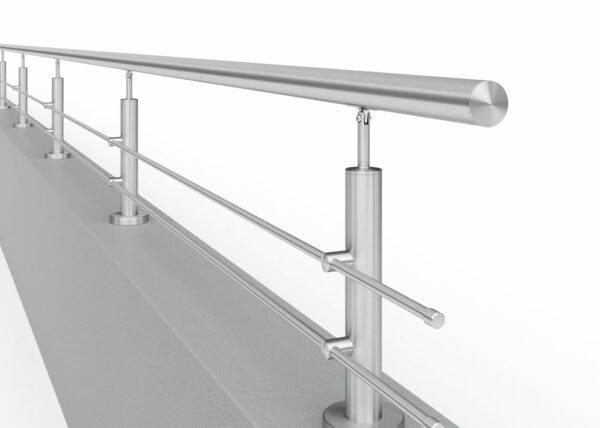 Poteau de garde-corps en acier inoxydable Ø42,4 x 380 mm | 2 morceaux de tige Ø12 m | avec joint | V2A | sol – Image 2