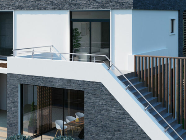 Poteau de garde-corps en acier inoxydable Ø42,4 x 280 mm | 1 pièce canne Ø12 m | avec joint | V2A | sol – Image 7