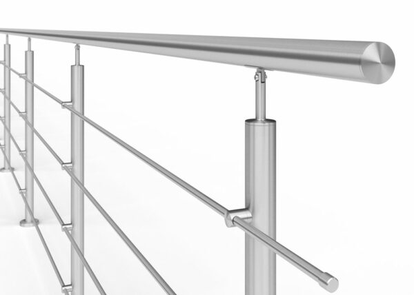 Poteau de garde-corps en acier inoxydable Ø42,4 x 970 mm | 4 pièces tige Ø10 mm | avec joint | V2A | sol – Image 5