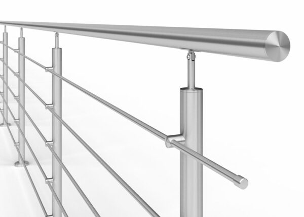 Poteau de garde-corps en acier inoxydable Ø42,4 x 970 mm | 5 pièces tige Ø12 mm | avec joint | V2A | brillant – Image 4