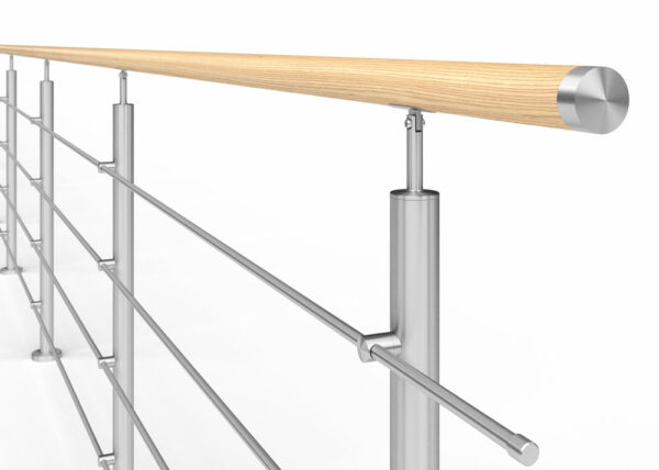 Poteau de garde-corps en acier inoxydable Ø42,4 x 970 mm | 4 pièces tige Ø10 mm | avec joint | V2A | sol – Image 4
