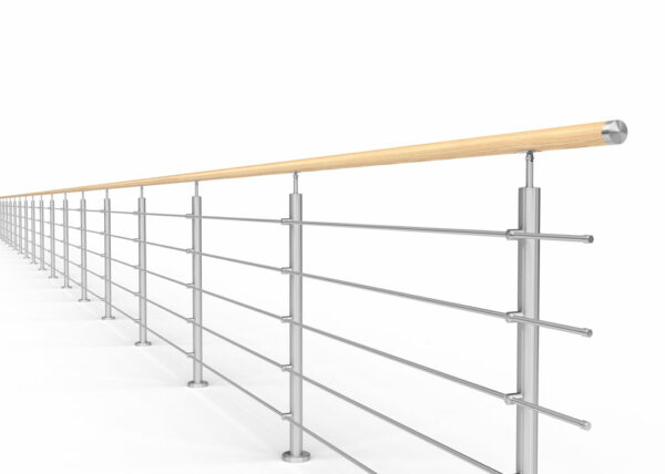 Poteau de garde-corps en acier inoxydable Ø42,4 x 970 mm | 5 pièces tige Ø12 mm | avec joint | V2A | brillant – Image 5