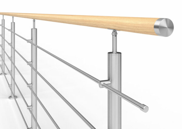 Poteau de garde-corps en acier inoxydable Ø42,4 x 970 mm | 5 pièces tige Ø12 mm | avec joint | V2A | brillant – Image 3