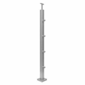 Poteau de garde-corps en acier inoxydable 40 x 40 x 970 mm | 4 pièces tige Ø16 mm | avec joint | V2A | sol