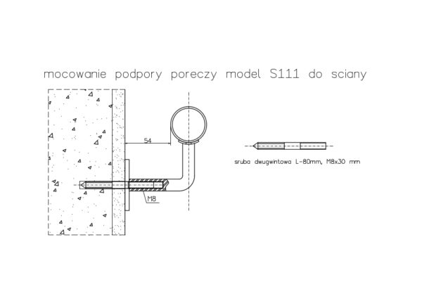 Support de main courante | pour tube Ø42,4 mm | montage mural invisible | V2A | RAL 9005 – Image 3
