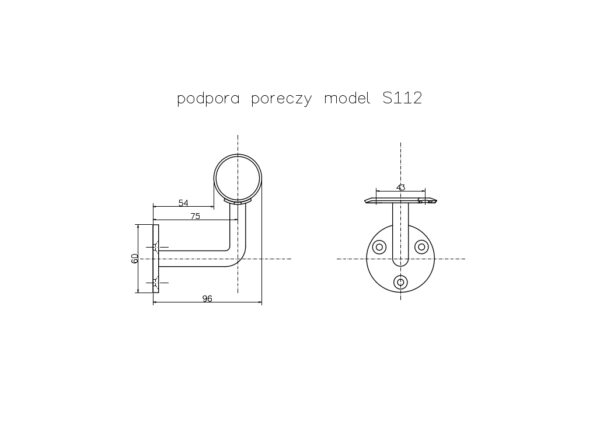 Support de main courante | pour tube Ø42,4 mm | Fixation murale à 3 points | V4A | sol – Image 2