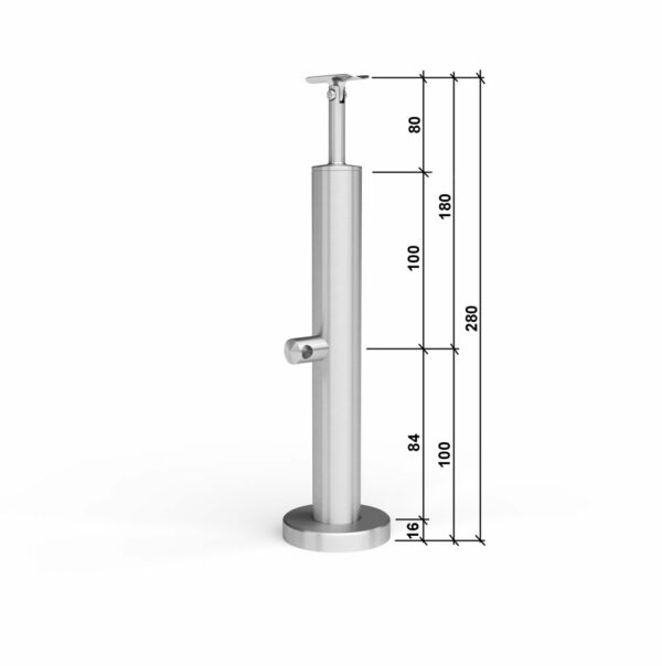 Poteau de garde-corps en acier inoxydable Ø42,4 x 280 mm | 1 pièce canne Ø12 m | avec joint | V2A | sol – Image 3