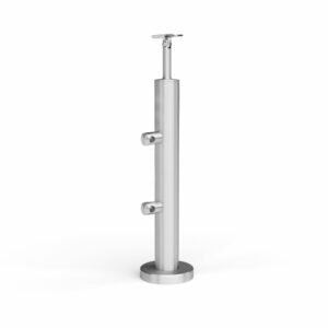 Poteau de garde-corps Ø42,4 mm | 2 morceaux de tige Ø12 m | Réglable en hauteur | avec joint | V2A | sol