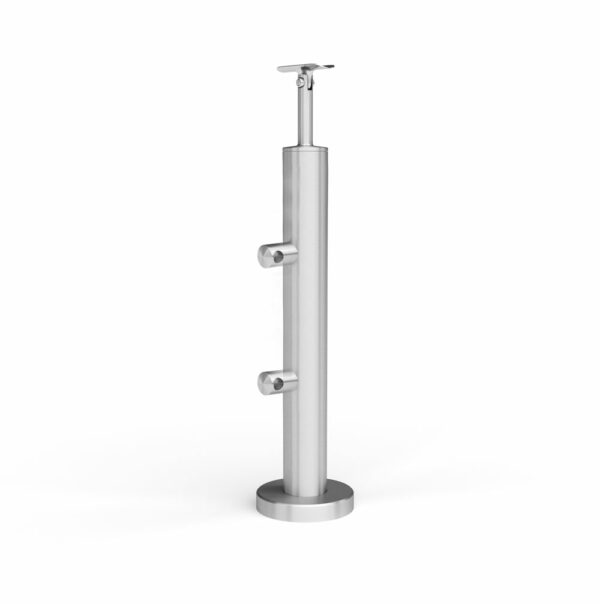 Poteau de garde-corps en acier inoxydable Ø42,4 x 380 mm | 2 morceaux de tige Ø12 m | avec joint | V2A | sol