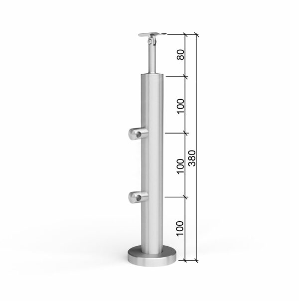 Poteau de garde-corps en acier inoxydable Ø42,4 x 380 mm | 2 morceaux de tige Ø12 m | avec joint | V2A | sol – Image 4