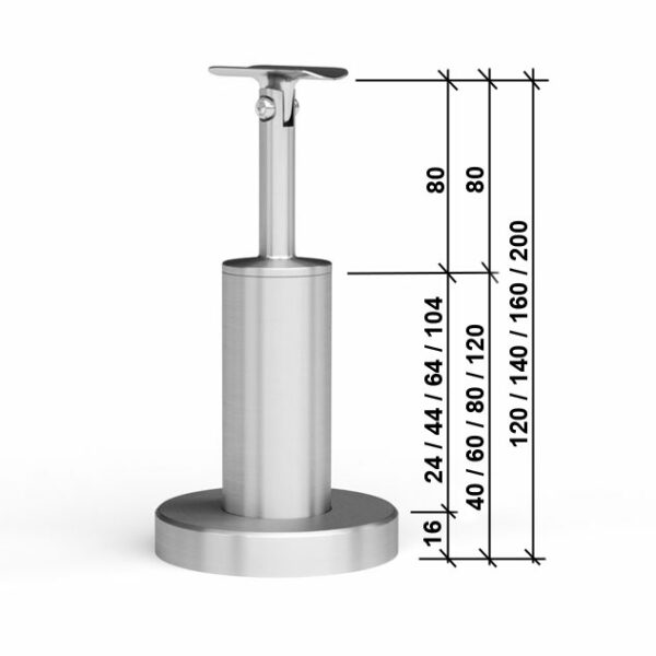 Poteau de garde-corps en acier inoxydable Ø42,4 mm | Hauteur de 120 à 200 mm | avec joint | V2A | sol – Image 3