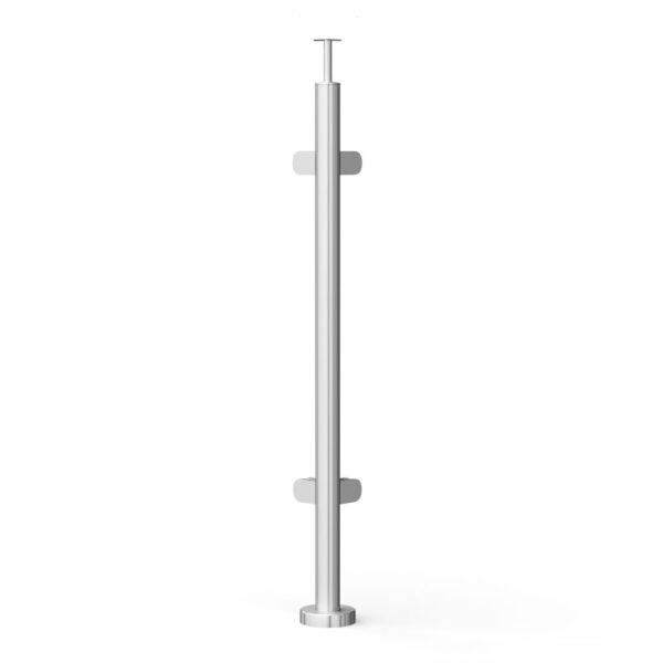 Poteau de garde-corps d'angle Ø42,4 x 970 mm | avec 4 pinces à verre | V2A | sol – Image 2