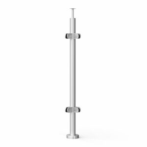 Poteau de garde-corps d'angle Ø42,4 x 970 mm | avec 4 pinces à verre | V2A | sol