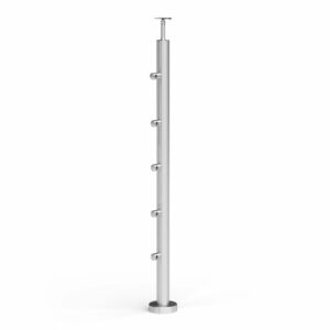 Poteau de garde-corps en acier inoxydable Ø42,4 x 970 mm | 5 pièces tige Ø12 mm | avec joint | V2A | brillant