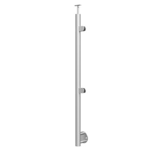 Poteau de garde-corps Ø42,4 x 1170 mm | Gauche | avec 2 pinces à verre | avec joint | V2A | sol