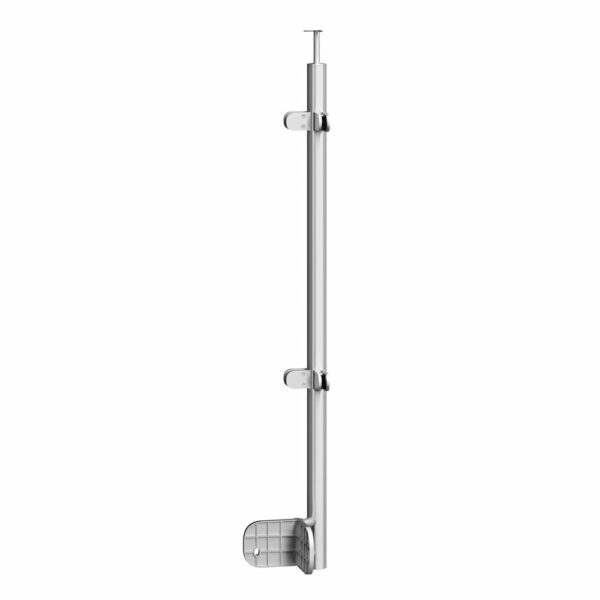 Poteau d'angle Ø42,4 x 1170 mm | Gauche | avec 4 pinces à verre | V2A | sol – Image 6