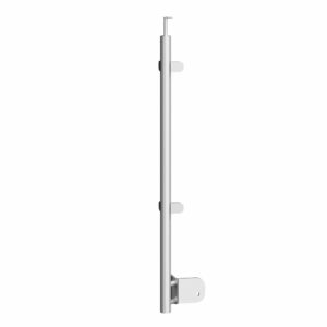 Poteau d'angle Ø42,4 x 1170 mm | Gauche | avec 4 pinces à verre | V2A | sol