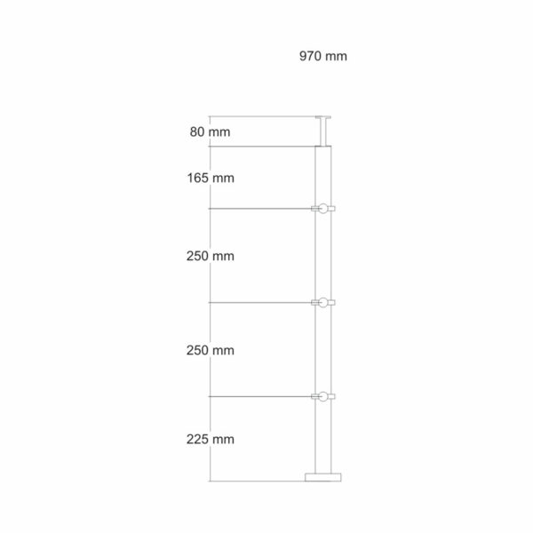 Poteau de garde-corps en acier inoxydable Ø42,4 x 970 mm | Tige 3 pièces Ø10 mm | avec joint | V2A | sol – Image 2