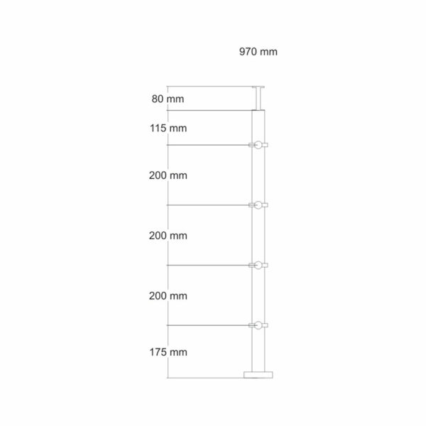 Poteau de garde-corps en acier inoxydable 40 x 40 x 970 mm | 4 pièces tige Ø16 mm | avec joint | V2A | sol – Image 4