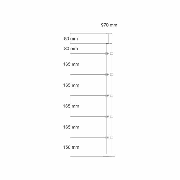 Poteau de garde-corps en acier inoxydable Ø42,4 x 970 mm | 5 pièces tige Ø12 mm | avec joint | V2A | brillant – Image 2