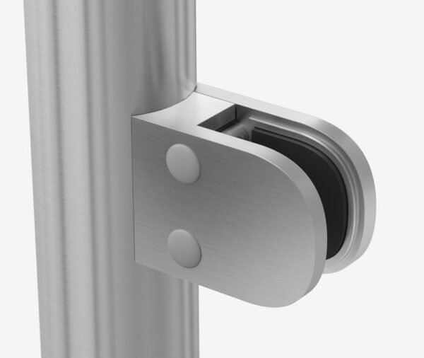 Poteau d'angle Ø42,4 x 1170 mm | Gauche | avec 4 pinces à verre | V2A | sol – Image 4