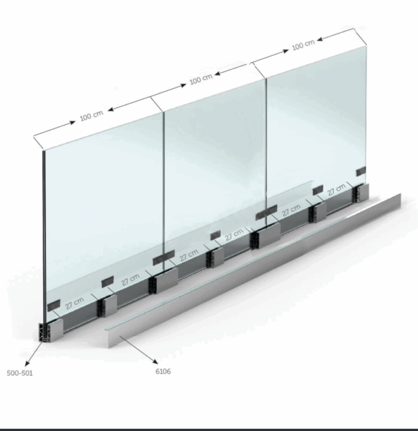 Kit de montage AKOS A50 ECO pour verre à partir de 17,50 mm, longueur 3 m, 1,0 kN