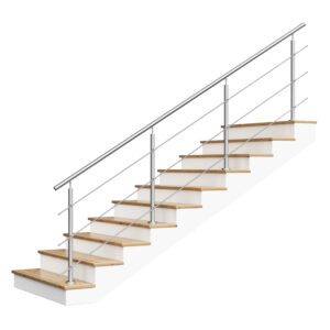 Rampe d'escalier en acier inoxydable 3 x Ø 12 mm à visser | V2A | sol | 4,0 m