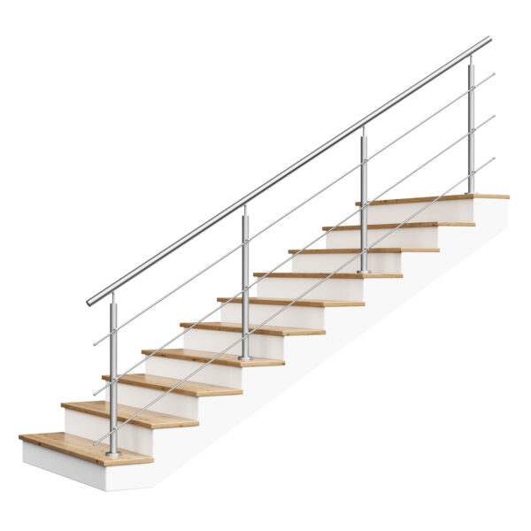 Rampe d'escalier en acier inoxydable 3 x Ø 12 mm à visser | V2A | sol | 4,0 m