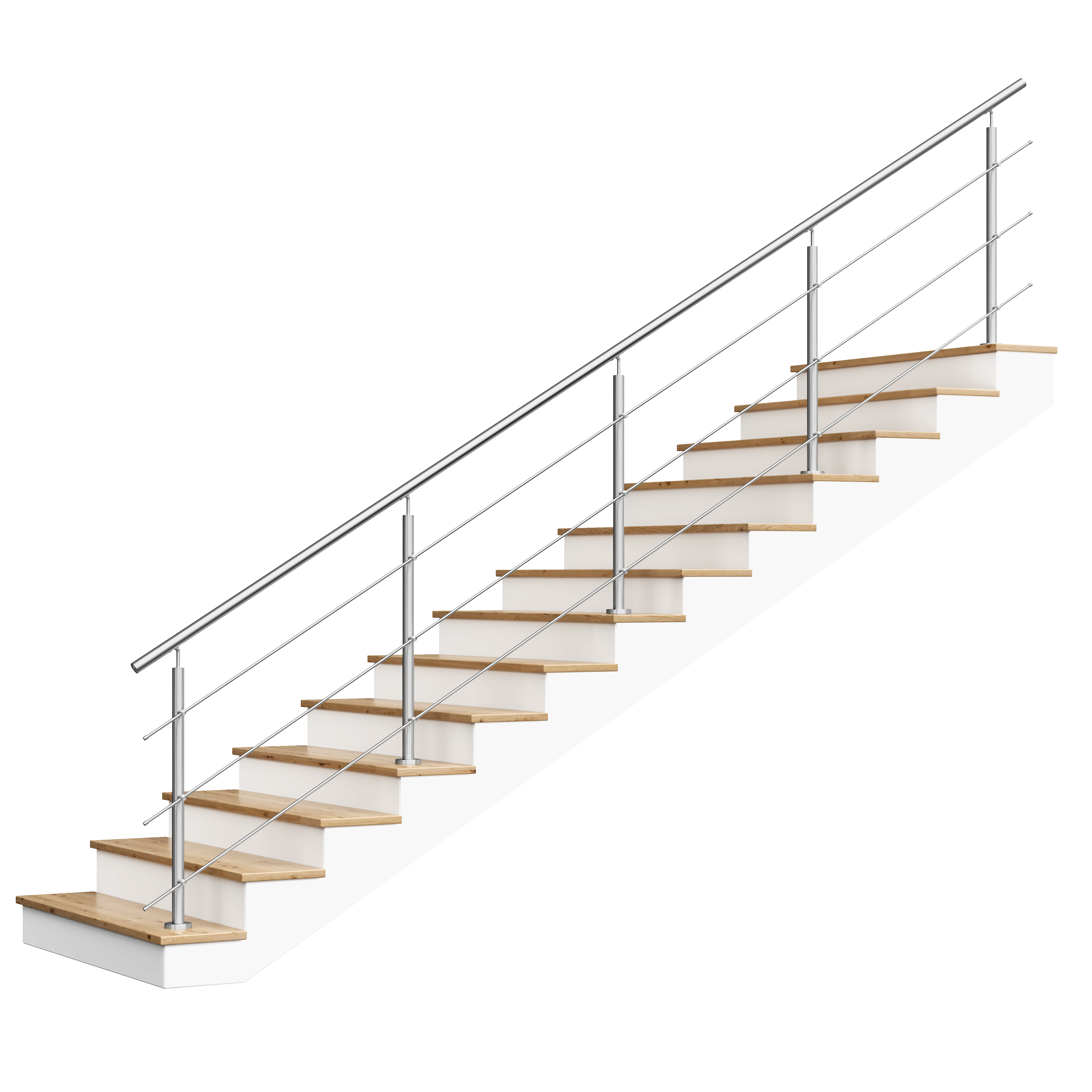 Rampe d'escalier en acier inoxydable 4 x Ø 12 mm à visser | V2A | sol | 5,0 m