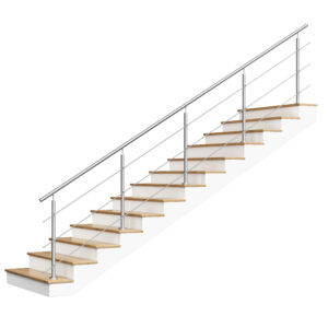 Rampe d'escalier en acier inoxydable 3 x Ø 12 mm à visser | V2A | sol | 6,0 m