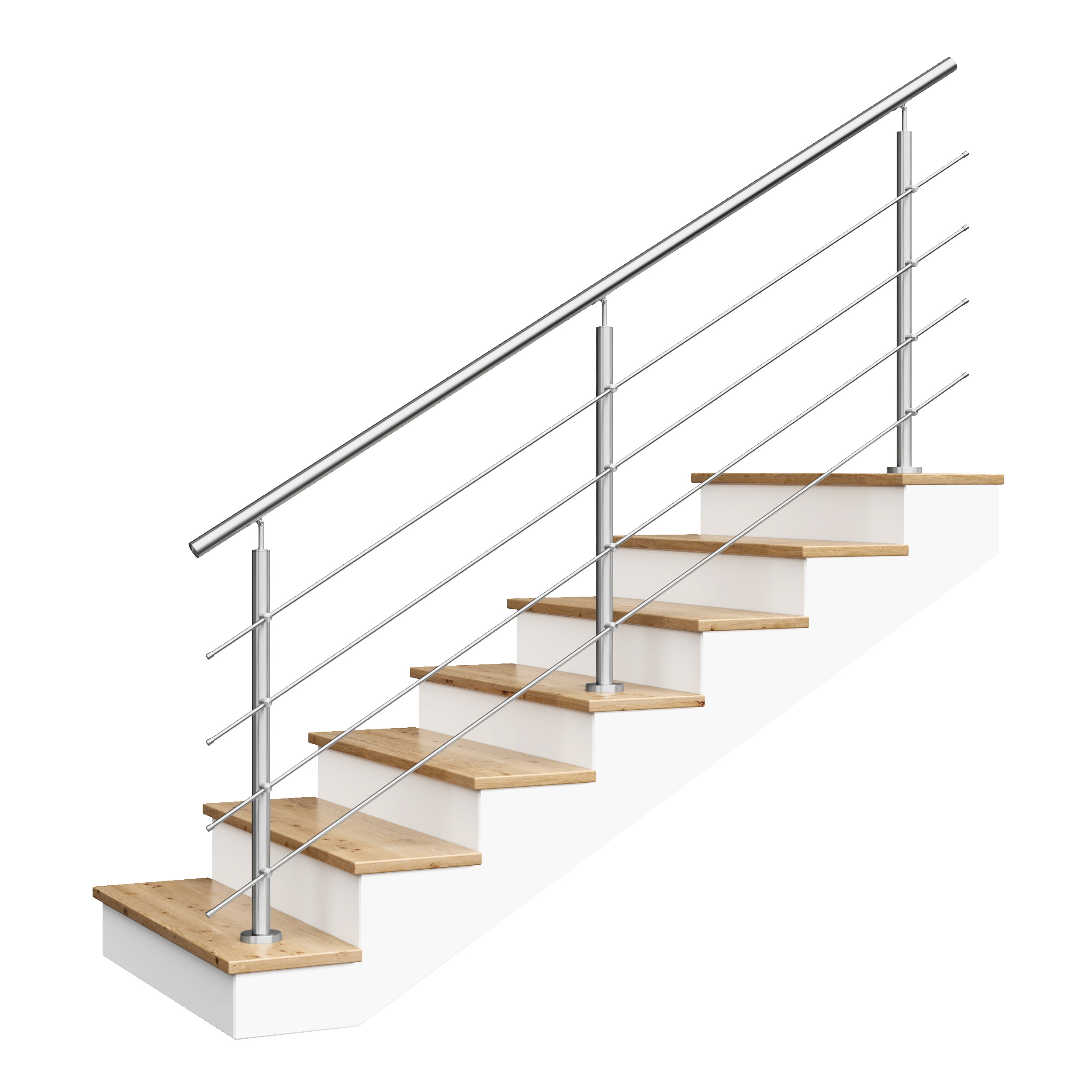 Rampe d'escalier en acier inoxydable 4 x Ø 12 mm à visser | V2A | sol | 4,0 m