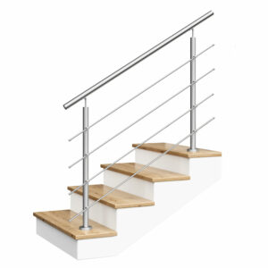 Rampe d'escalier en acier inoxydable 4 x Ø 12 mm à visser | V2A | sol | 1,5 m