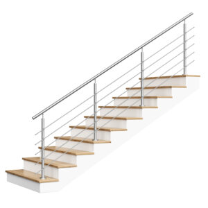 Rampe d'escalier en acier inoxydable 5 x Ø 12 mm à visser | V2A | sol | 4,0 m