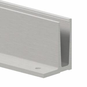 Profilé de montage F pour verre de 12 à 21,52 mm, longueur 5 m, 1,0 kN, satiné
