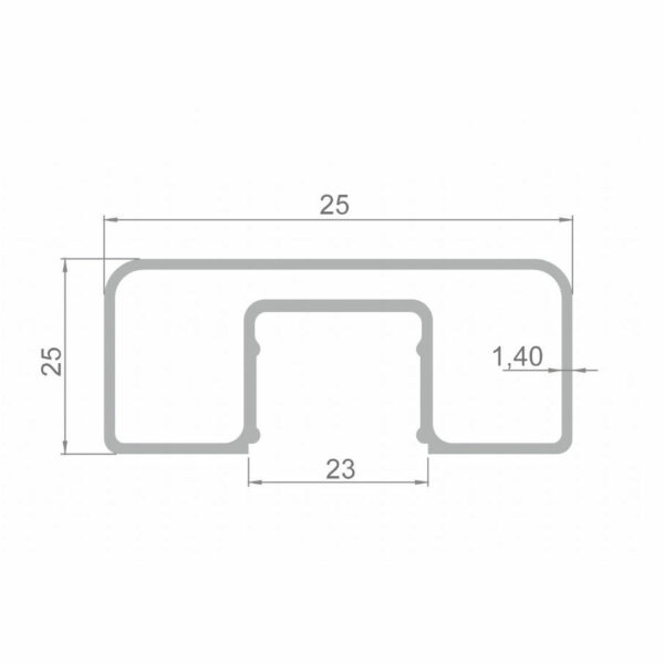 Main courante 60 x 25 mm, L - 3,0 m, aluminium, effet inox – Image 2