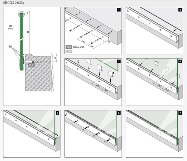Profilé pour montage latéral Easy Glass SLIM pour verre de 12,76 à 21,52 mm, aluminium, effet inox. – Image 2