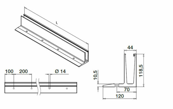Profilé de montage Easy Glass SLIM F pour verre de 12 à 21,52 mm, longueur 5 m. Effet inox – Image 3