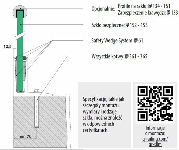 Profilé de montage Easy Glass SLIM F pour verre de 12 à 21,52 mm, longueur 5 m. Effet inox – Image 2