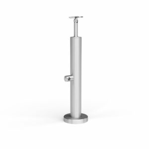 Poteau de garde-corps en acier inoxydable Ø 42,4 x 320 mm | 1 tige Ø 12 mm | avec articulation | V2A | rectifié