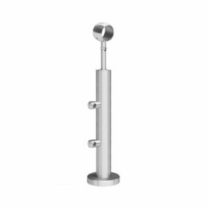 Poteau de garde-corps Ø 42,4 mm | 2 tiges Ø 12 mm | Réglable en hauteur | avec articulation | V2A | au sol