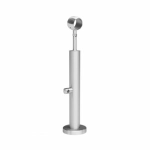 Poteau de garde-corps Ø 42,4 mm | 1 tige Ø 12 mm | Réglable en hauteur | avec articulation | V2A | au sol  Code : 17.0300.042.12